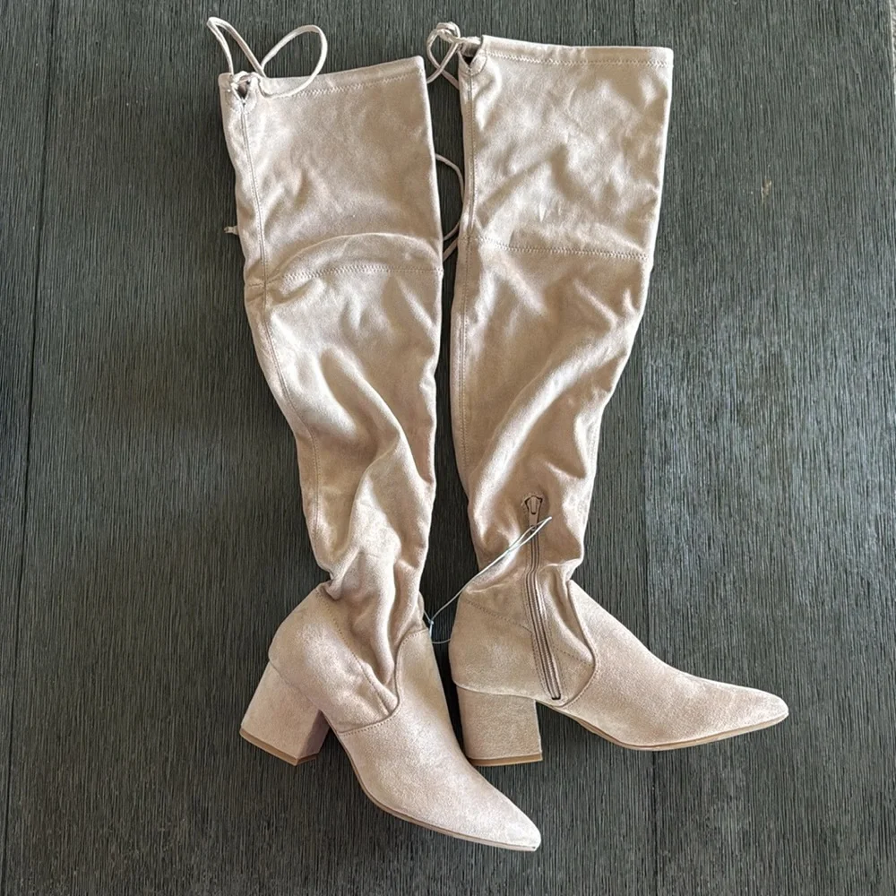 A New Day Women's Greta Tall Dress Boots - Beige size 6 - Picture 3 of 8